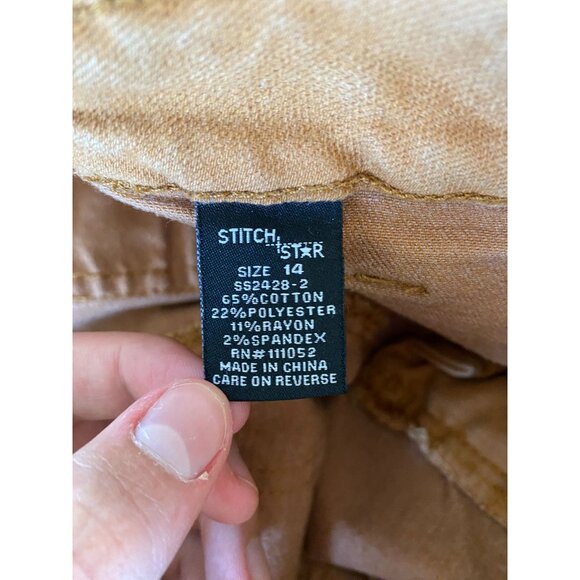 Stitch Star Womens Slim Fit Brown Ankle Pants 14 Cotton Blend - Picture 5 of 8